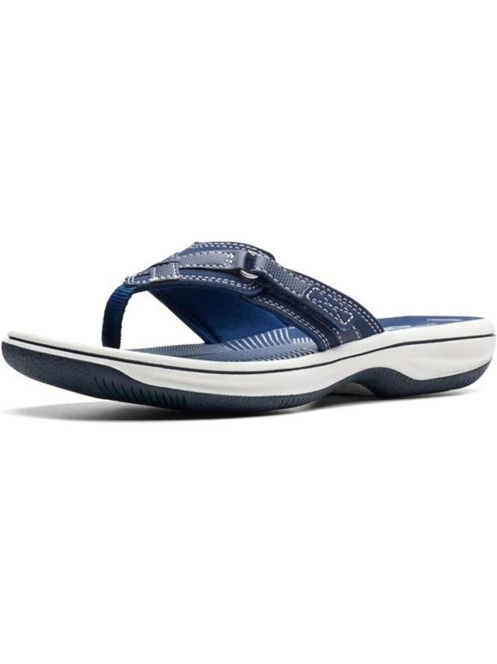 Women Navy Flip Flops Lightweight Beach Sandals Adjustable Strap Summer Shoe